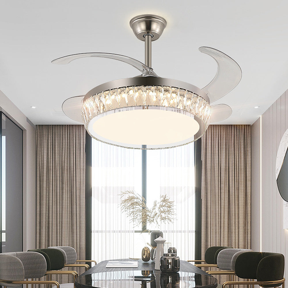 Crystal Simple Bedroom Ceiling Fan Lighting