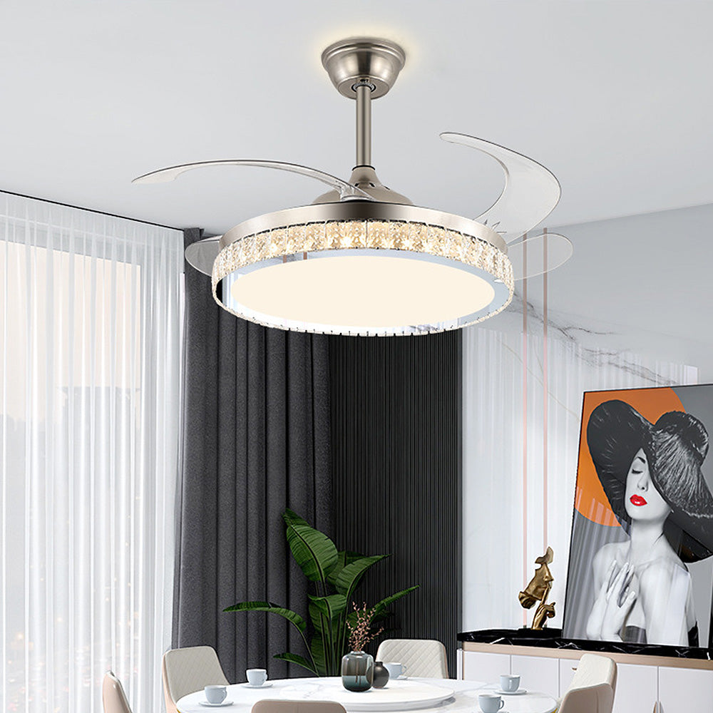 Crystal Simple Bedroom Ceiling Fan Lighting