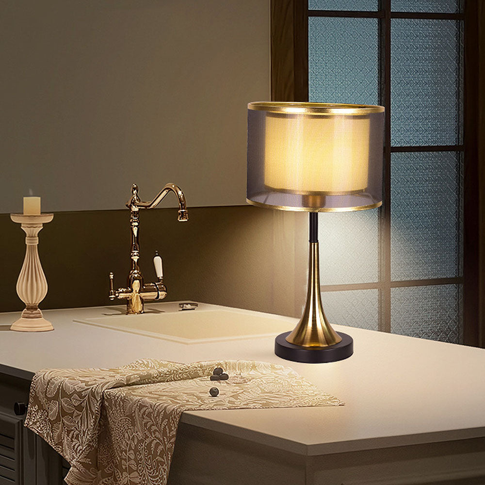 Modern Simple Fabric Gold Bedroom Mini Table Lamp