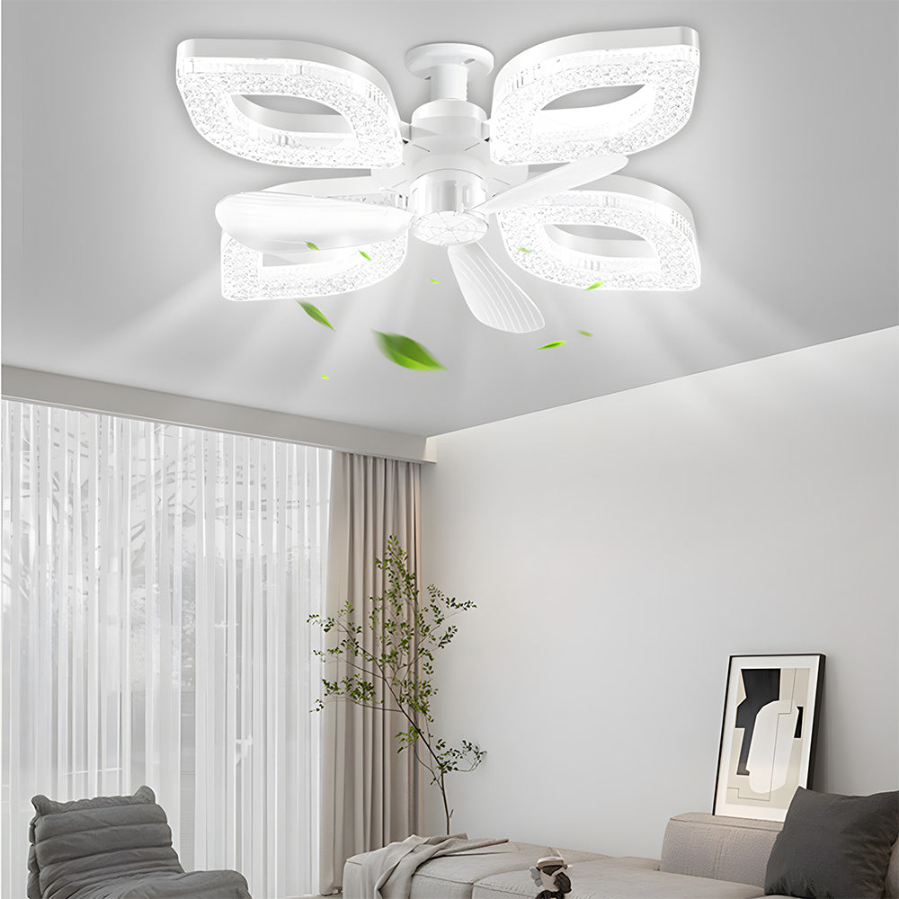 Modern Flush Silent Ceiling Fan with Light for Bedroom Living Room