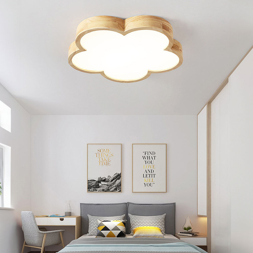 Wabi-Sabi Wood Flowers LED Ceiling Light For Bedroom