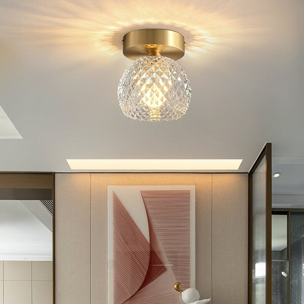 Contemporary Mini Clear Semi-Flush Hallway Ceiling Light