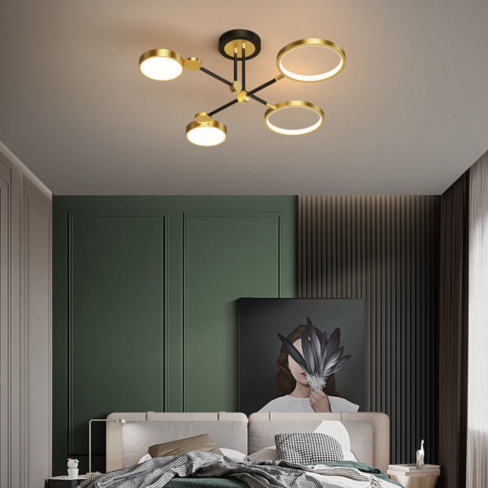 Multi Rings LED Gold and Black Bedroom Ceiling Light