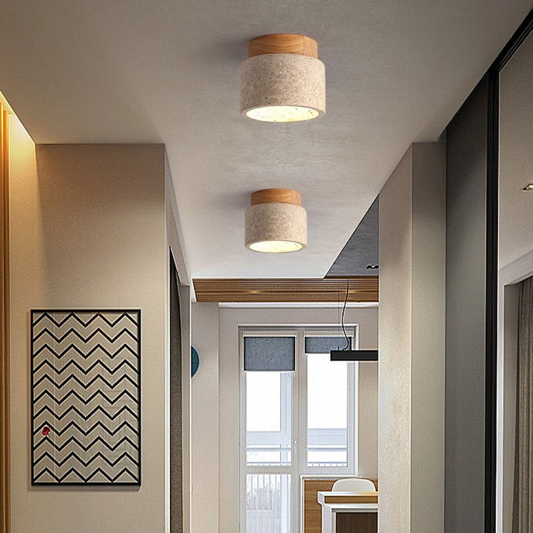 Wood Simplicity Cylindrical Hallway Ceiling Light