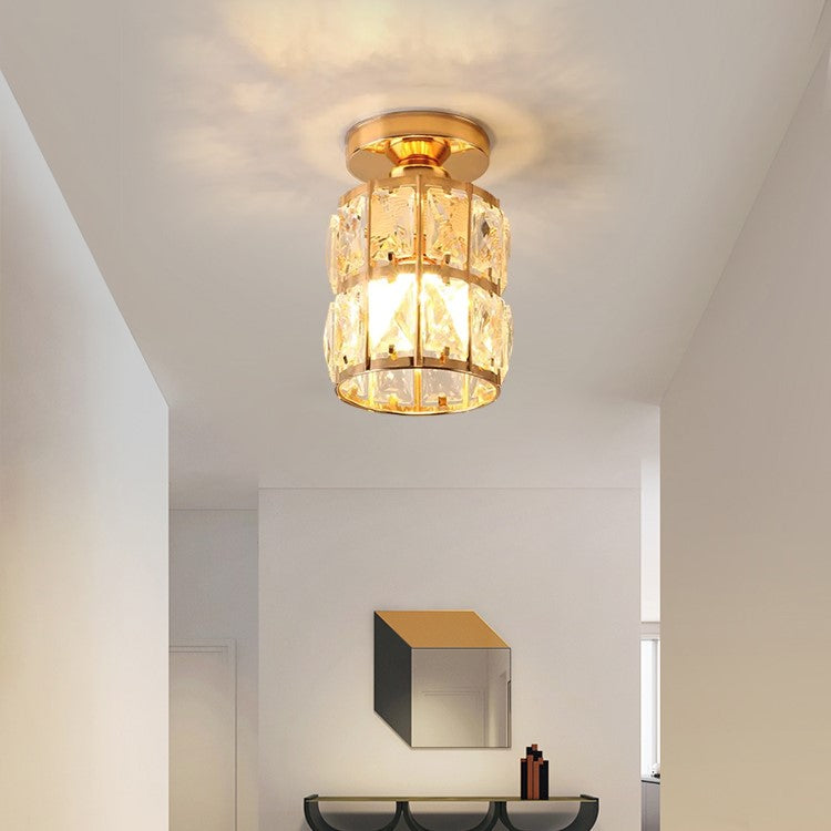 Modern Gold Glass Semi-Flush Hallway Light Fixture