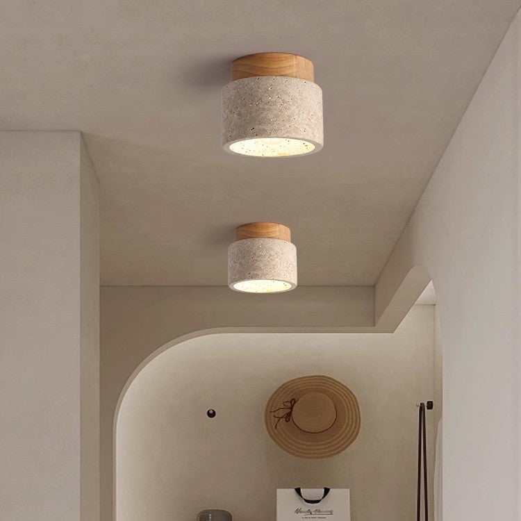 Wood Simplicity Cylindrical Hallway Ceiling Light