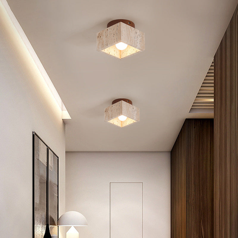 Wood Simplicity Cylindrical Hallway Ceiling Light