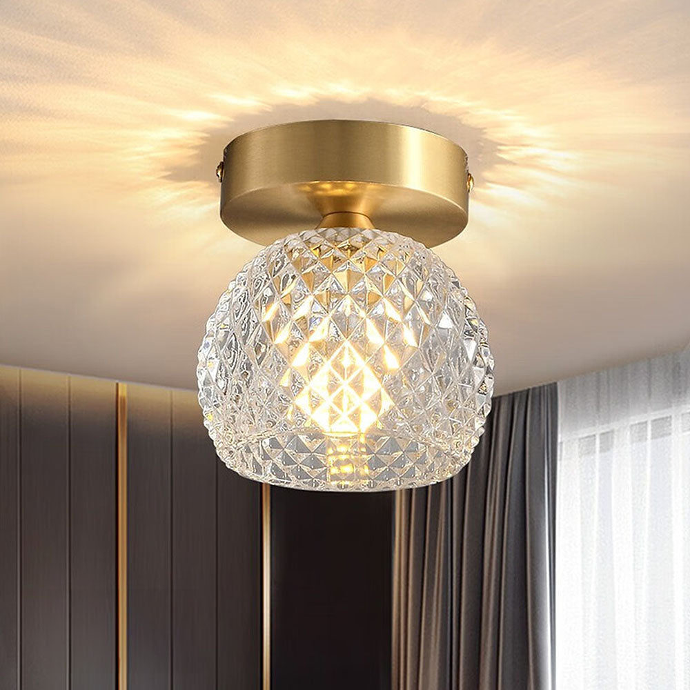 Contemporary Mini Clear Semi-Flush Hallway Ceiling Light