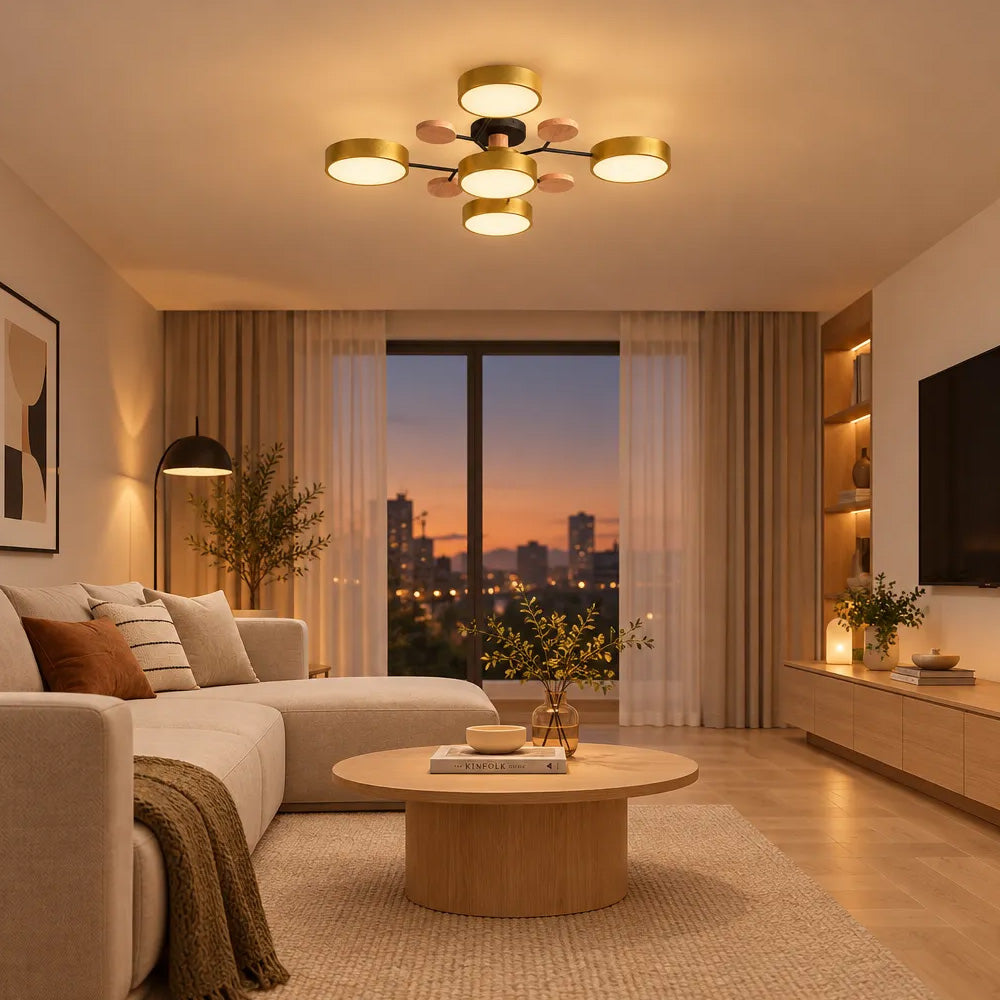 Nordic Wood Flush Mount Ceiling Light for Bedroom