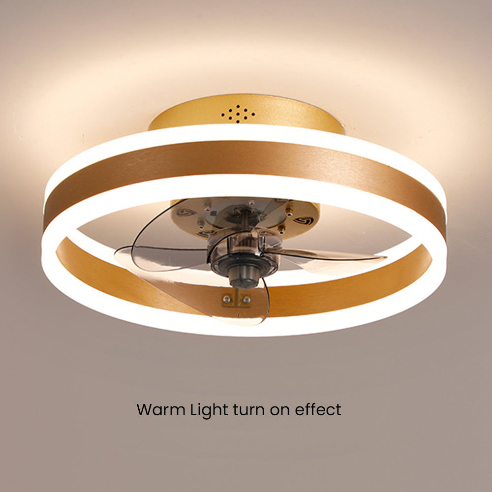 Simple Round Bedroom Ceiling Fan With LED Light