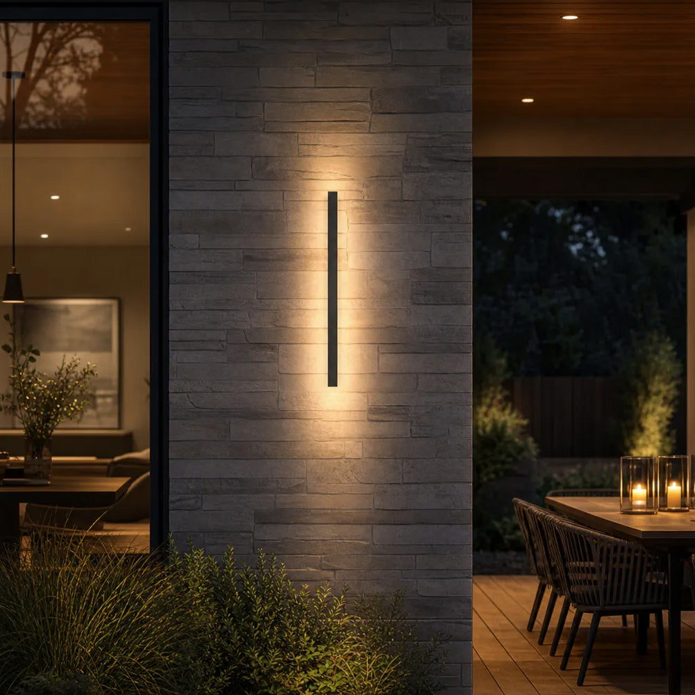 Modern Minimalist Black LED Linear Outdoor Wall Lamp
