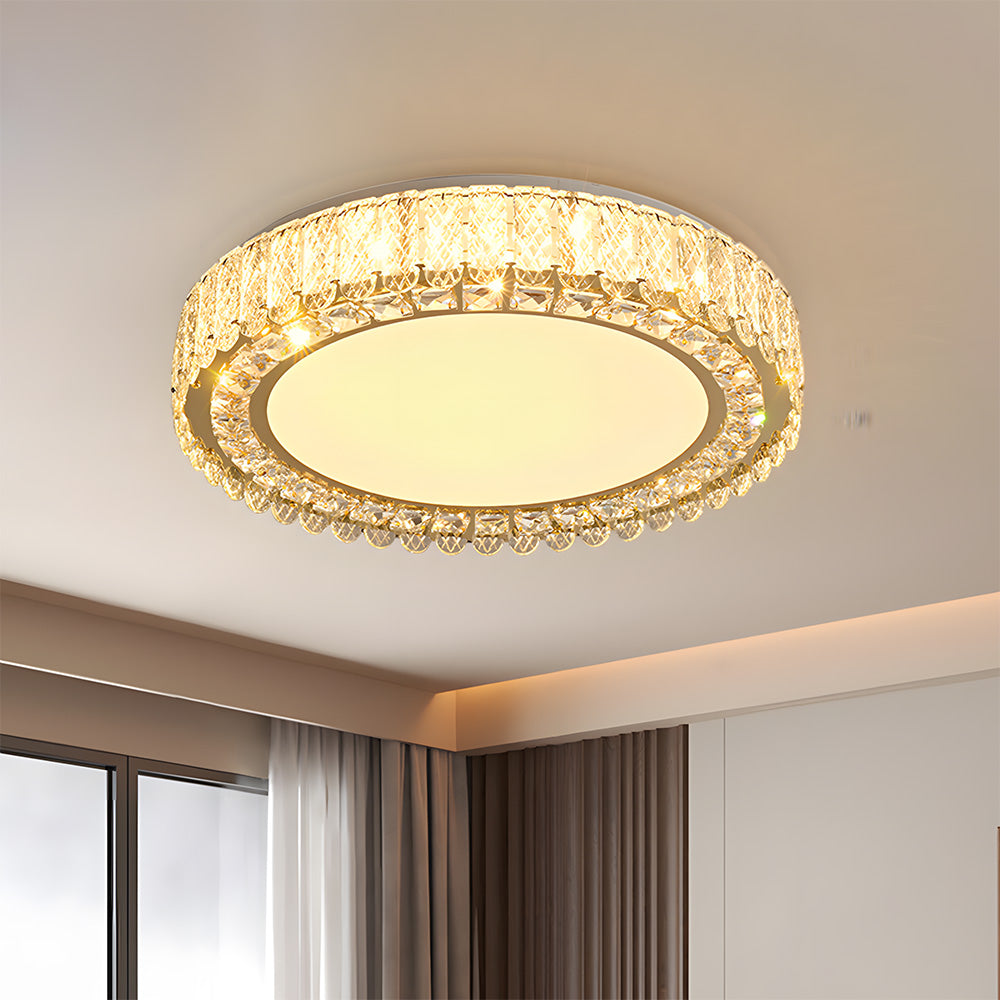 Luxury K9 Crystal Flush Mount Ceiling Light Fixture Compatible with Bedroom Living Room Kitchen