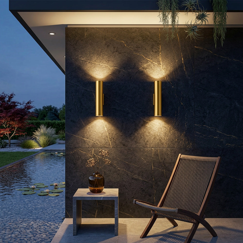 Set of 2 IP54 Waterproof Up and Down Outdoor Wall Lights for Patio Garden