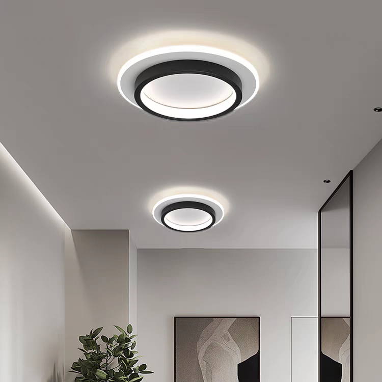 Acrylic LED Mini Ceiling Lights, black, 24cm, round, 3 Light Colors Changeable
