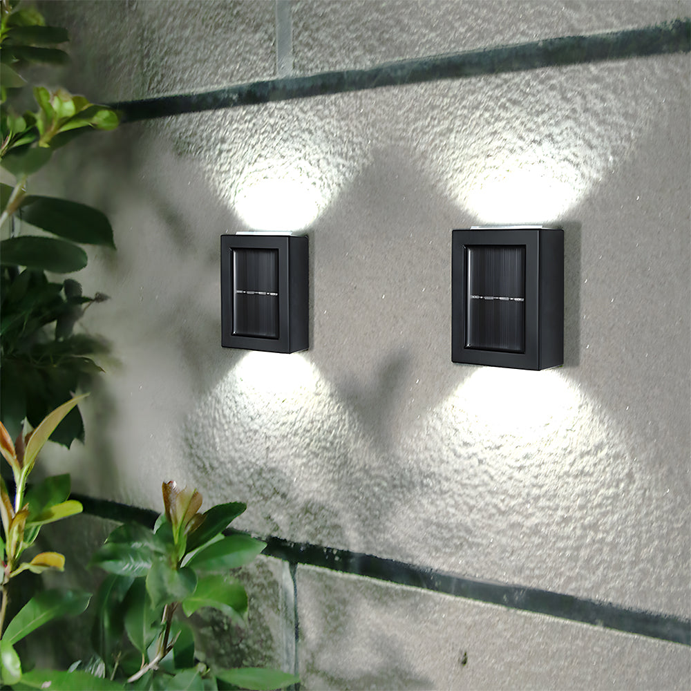 Modern Solar Black Up Down Outdoor Wall Light Sconce IP55