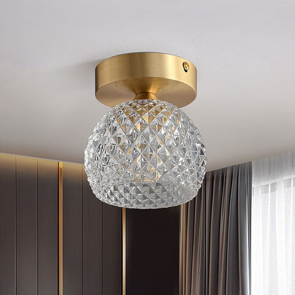 Contemporary Mini Clear Semi-Flush Hallway Ceiling Light