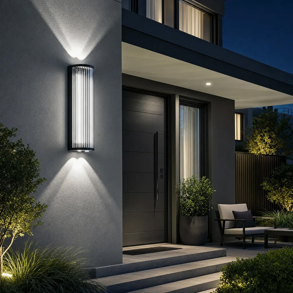 Modern Vertical Glass Stainless Steel Outdoor Wall Lights for Patio Garden