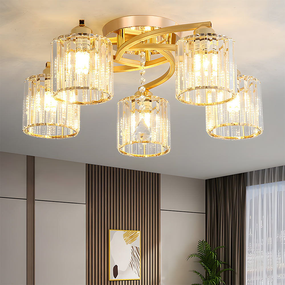 Luxury Crystal Semi Flush Ceiling Light