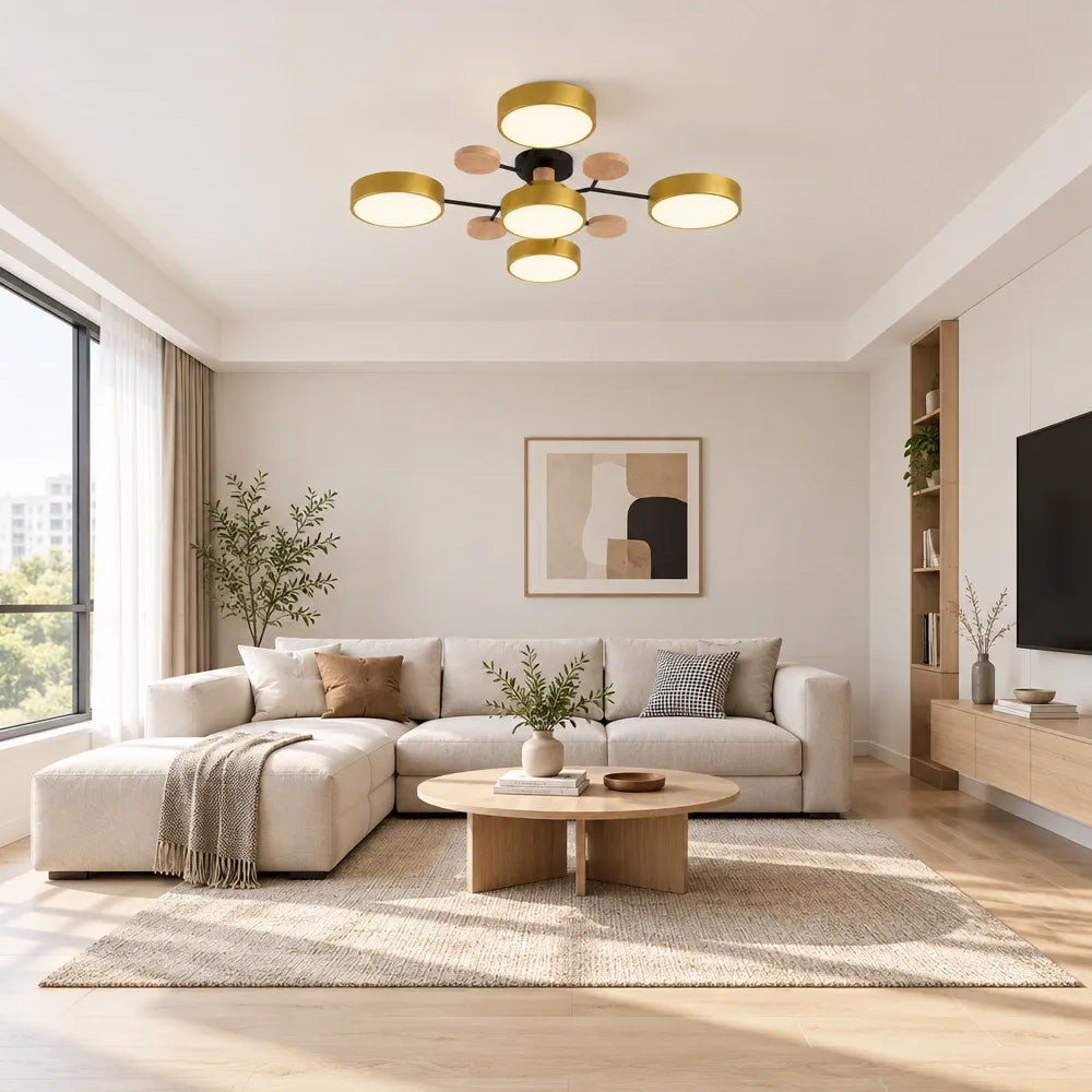 Nordic Wood Flush Mount Ceiling Light for Bedroom