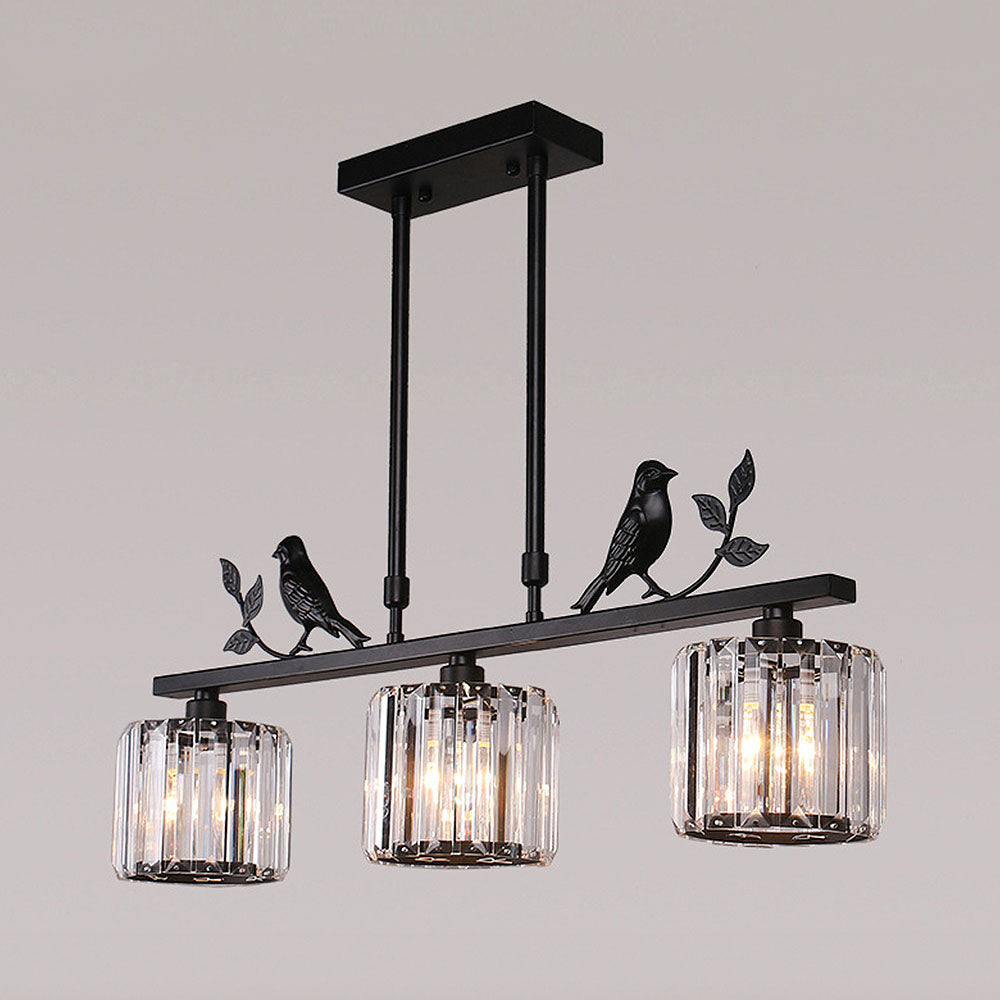 Multi-Head Birdie Designer Long Crystal Island Lamps