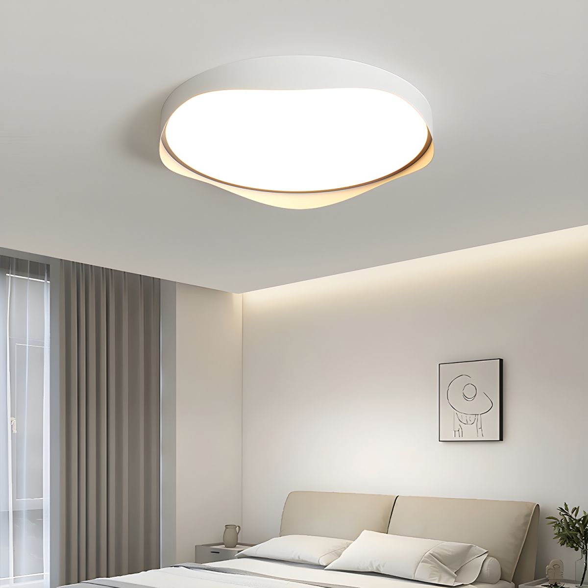 LED Bulbs White Flush Mount Ceiling Light