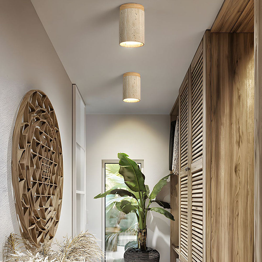 Wood Simplicity Cylindrical Hallway Ceiling Light