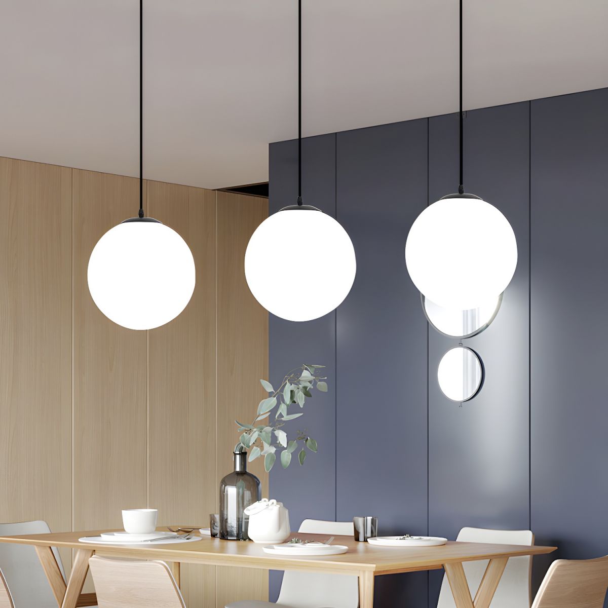 Restaurant Simple Glass 1 Head Pendant Light