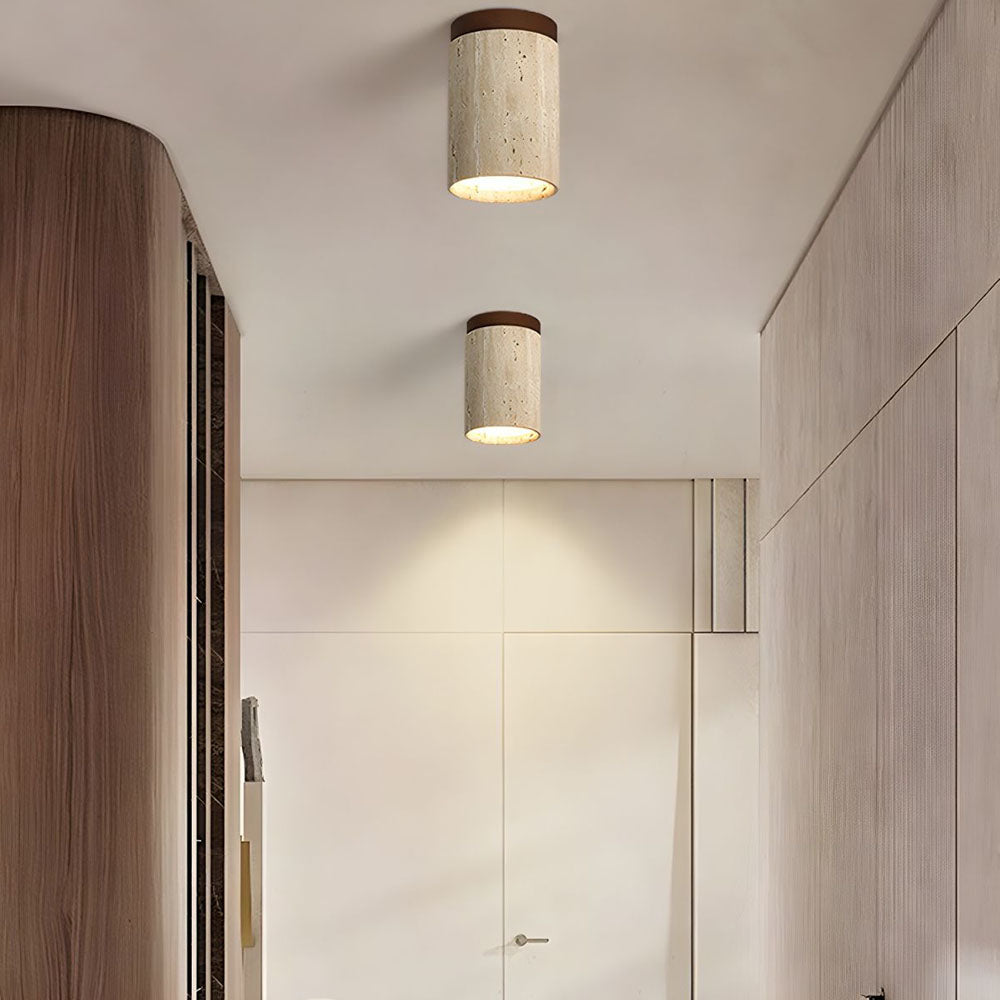 Wood Simplicity Cylindrical Hallway Ceiling Light