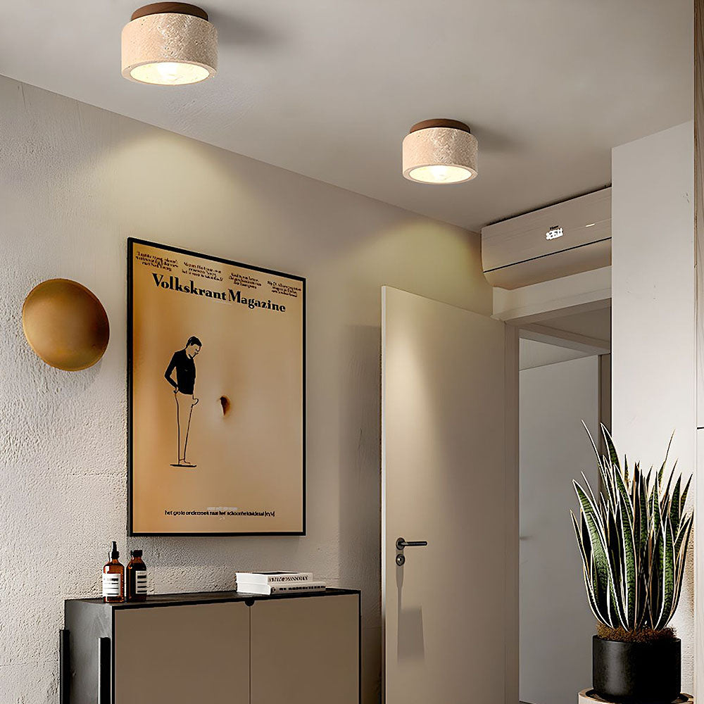 Wood Simplicity Cylindrical Hallway Ceiling Light