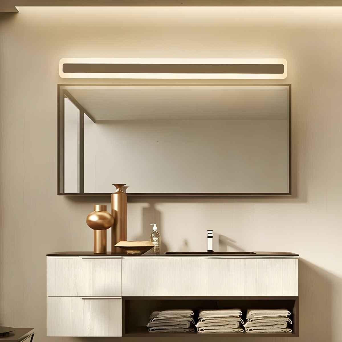 Lampsmodern Gold Metal Modern Simple Long Mirror Bathroom Wall Lighting ...