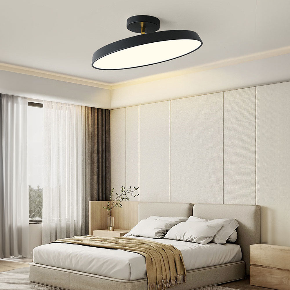 Minimalism White LED Semi-Flush Ceiling Light For Bedroom