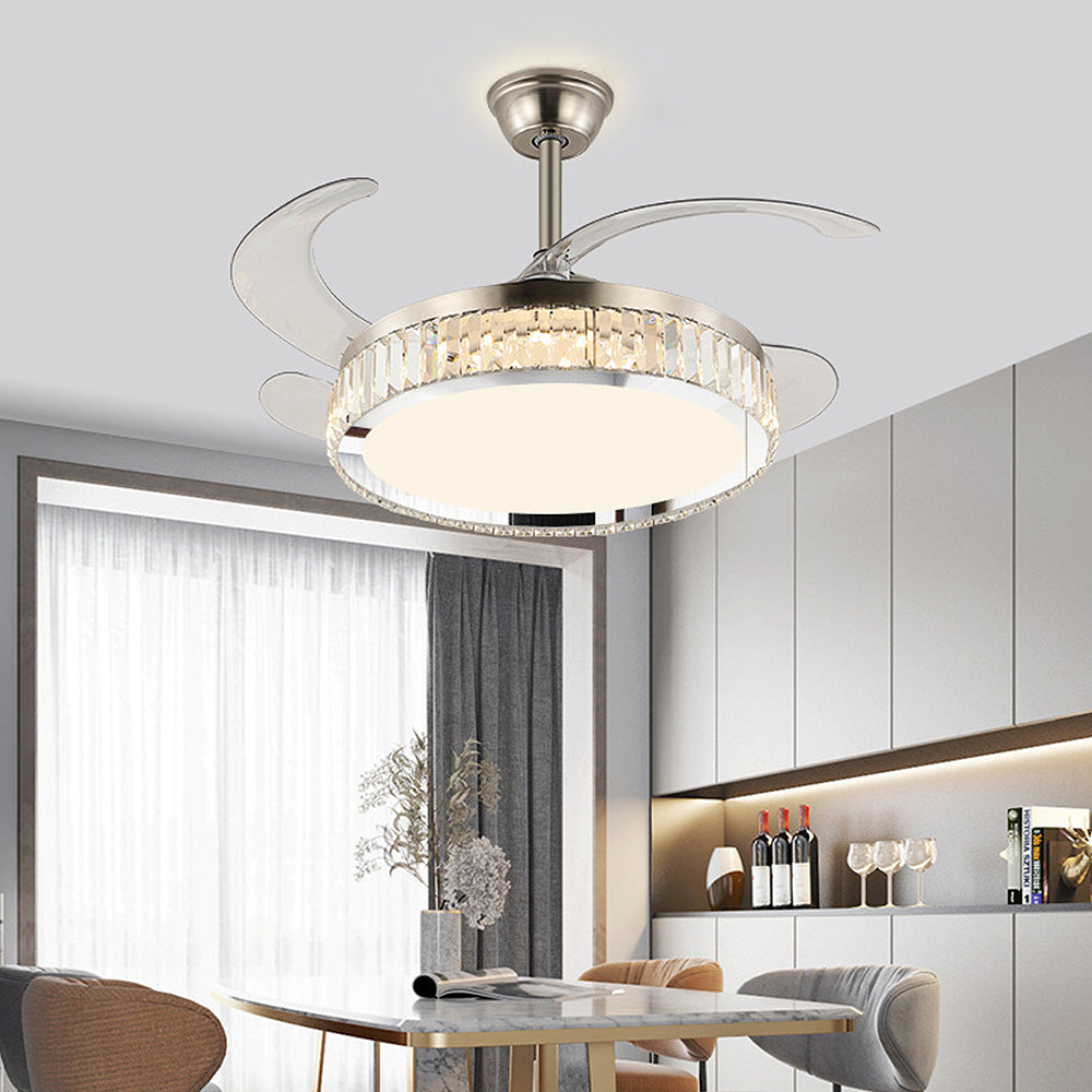Crystal Simple Bedroom Ceiling Fan Lighting