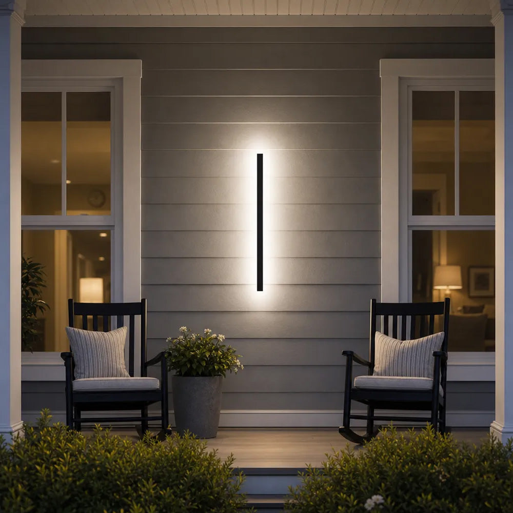 Modern Minimalist Black LED Linear Outdoor Wall Lamp