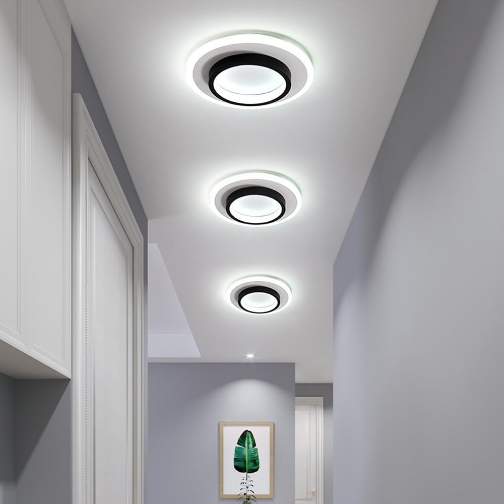 Acrylic LED Mini Ceiling Lights, black, 24cm, round, 3 Light Colors Changeable