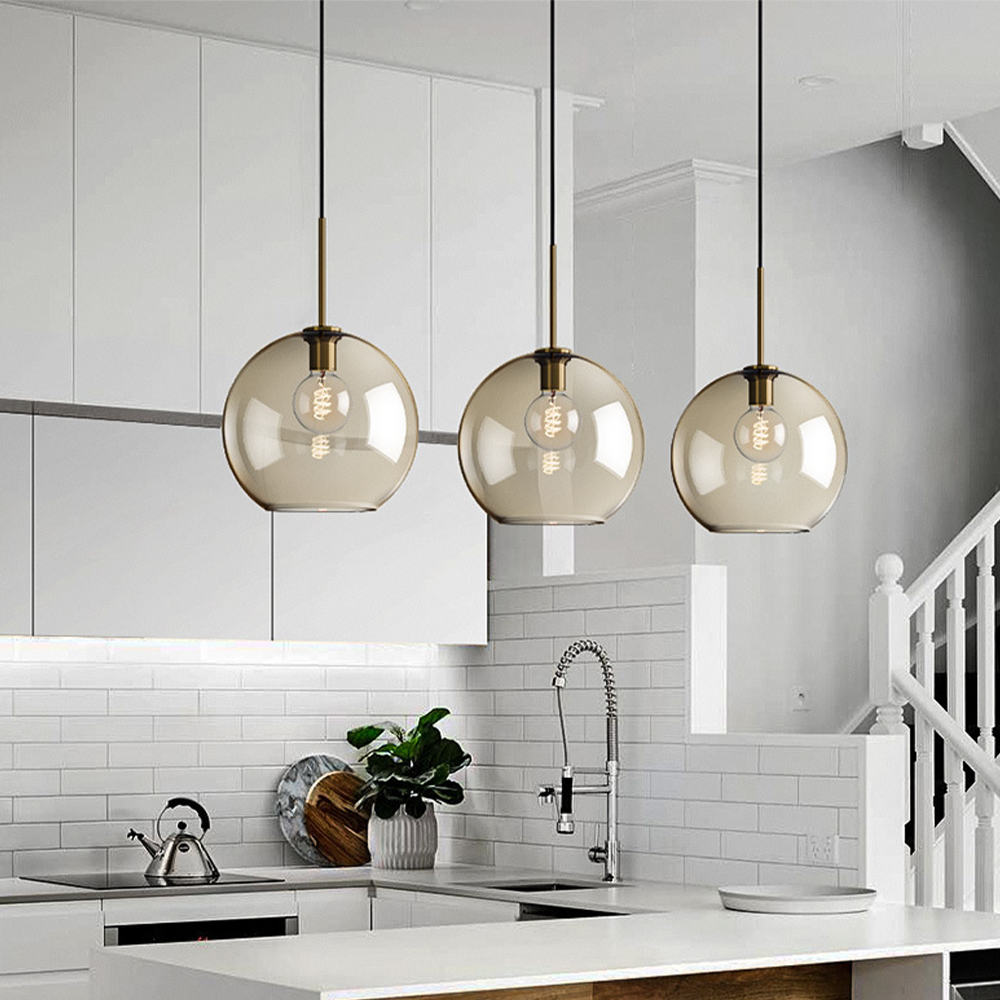 Vintage Glass Globe Shade Pendant Light Fixtures