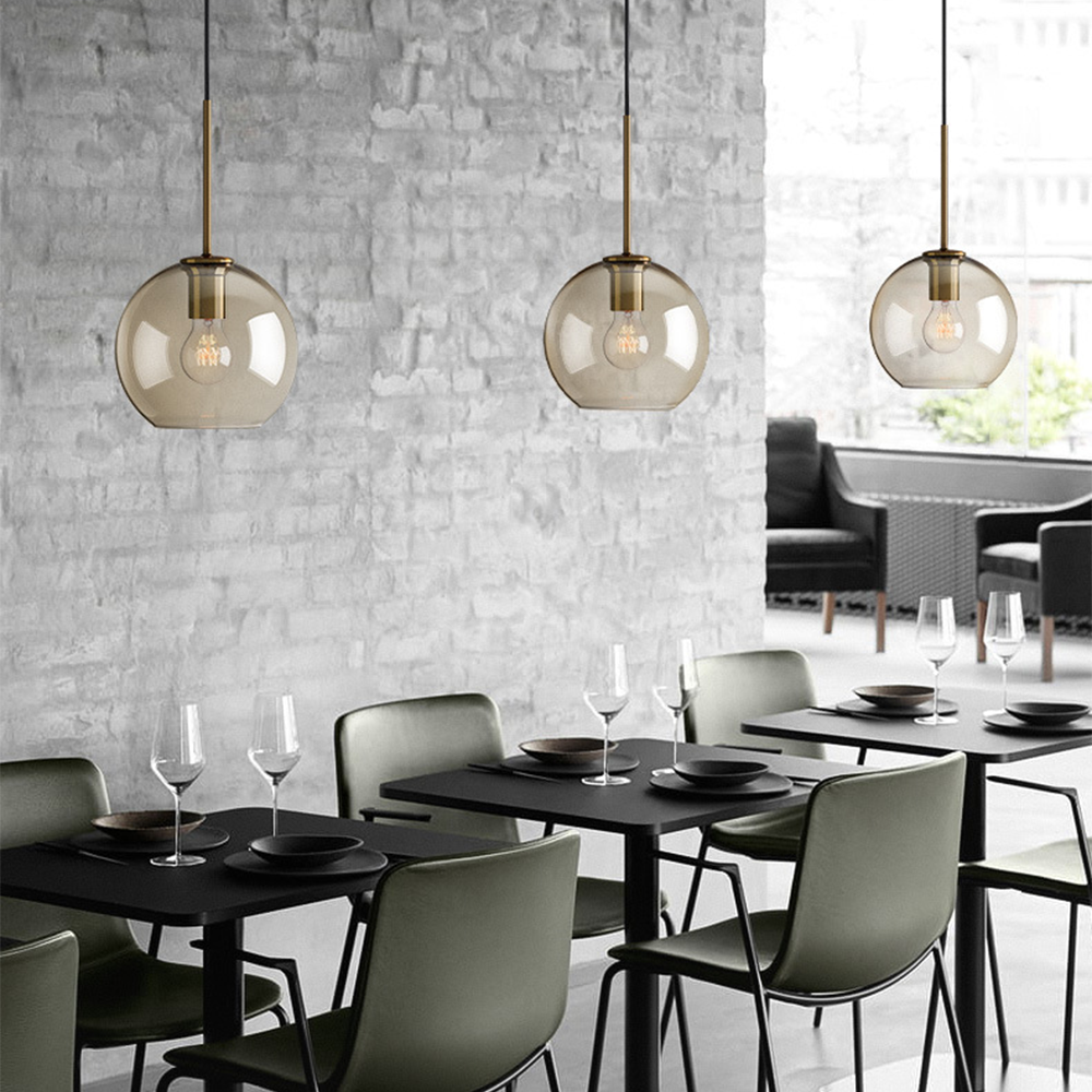 Vintage Glass Globe Shade Pendant Light Fixtures