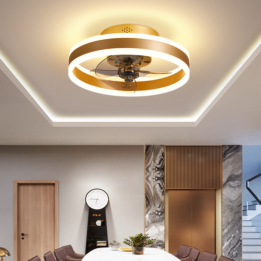 Simple Round Bedroom Ceiling Fan With LED Light