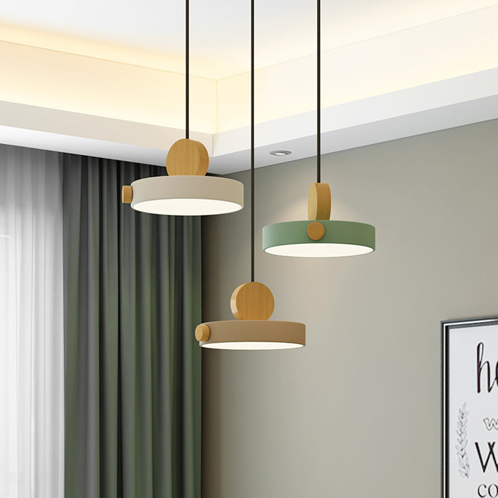 Colorful Simple Wood LED Pendant Lights