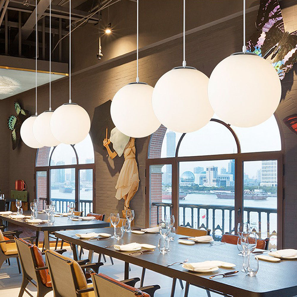 Restaurant Simple Glass 1 Head Pendant Light