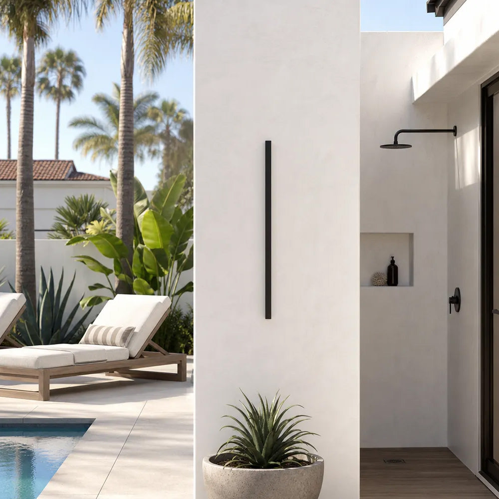 Modern Minimalist Black LED Linear Outdoor Wall Lamp