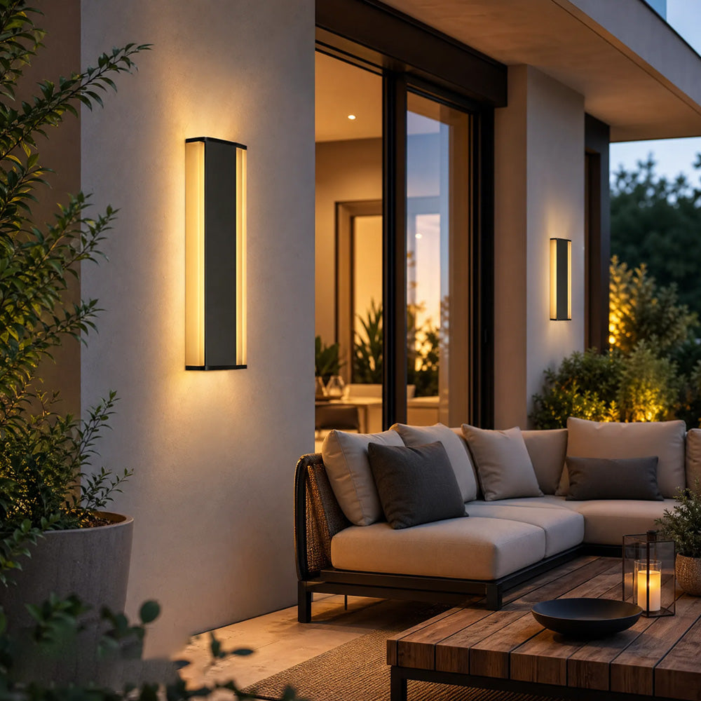 Modern Exterior Solar Wall Lights for House Garage Porch Patio, Dusk to Dawn