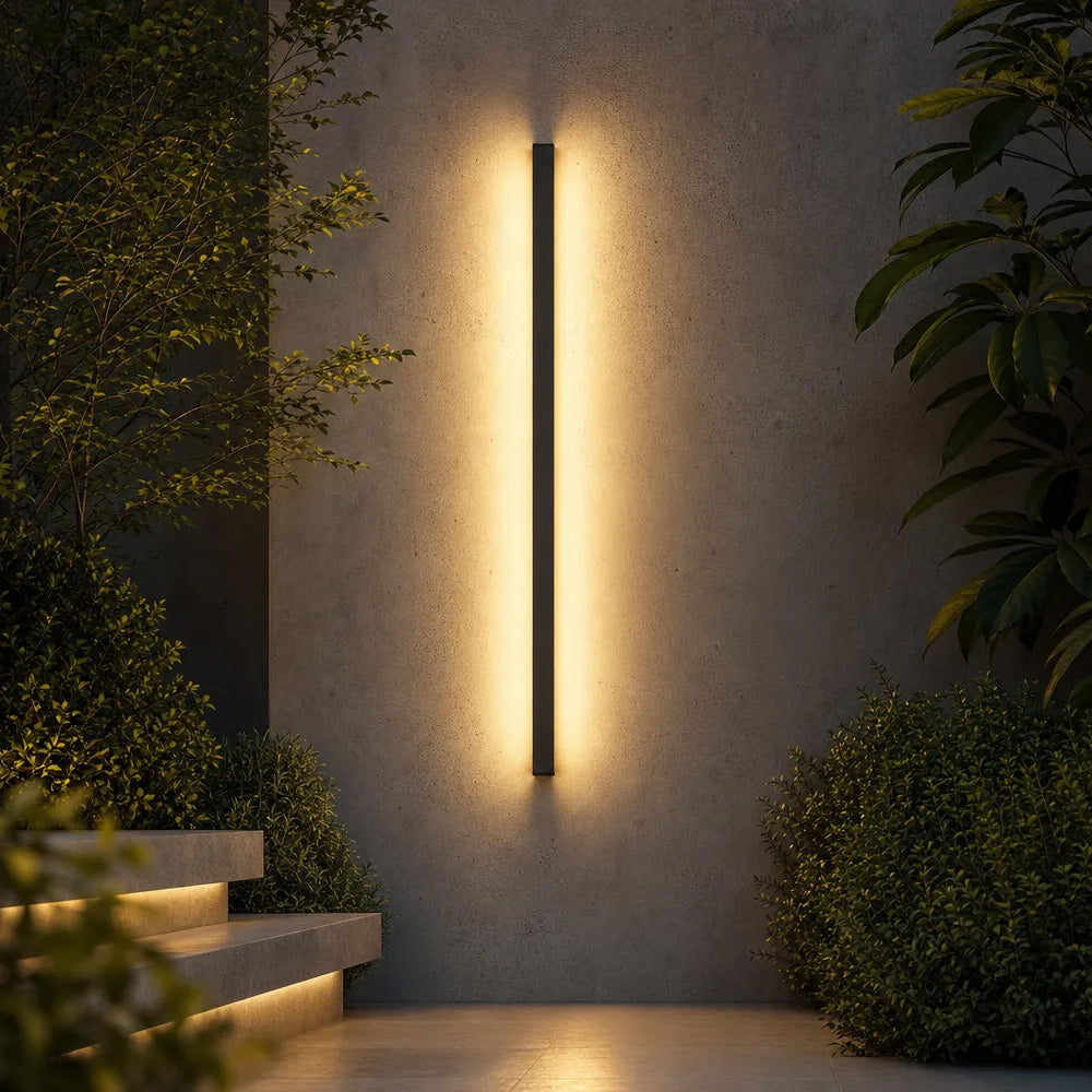 Modern Minimalist Black LED Linear Outdoor Wall Lamp
