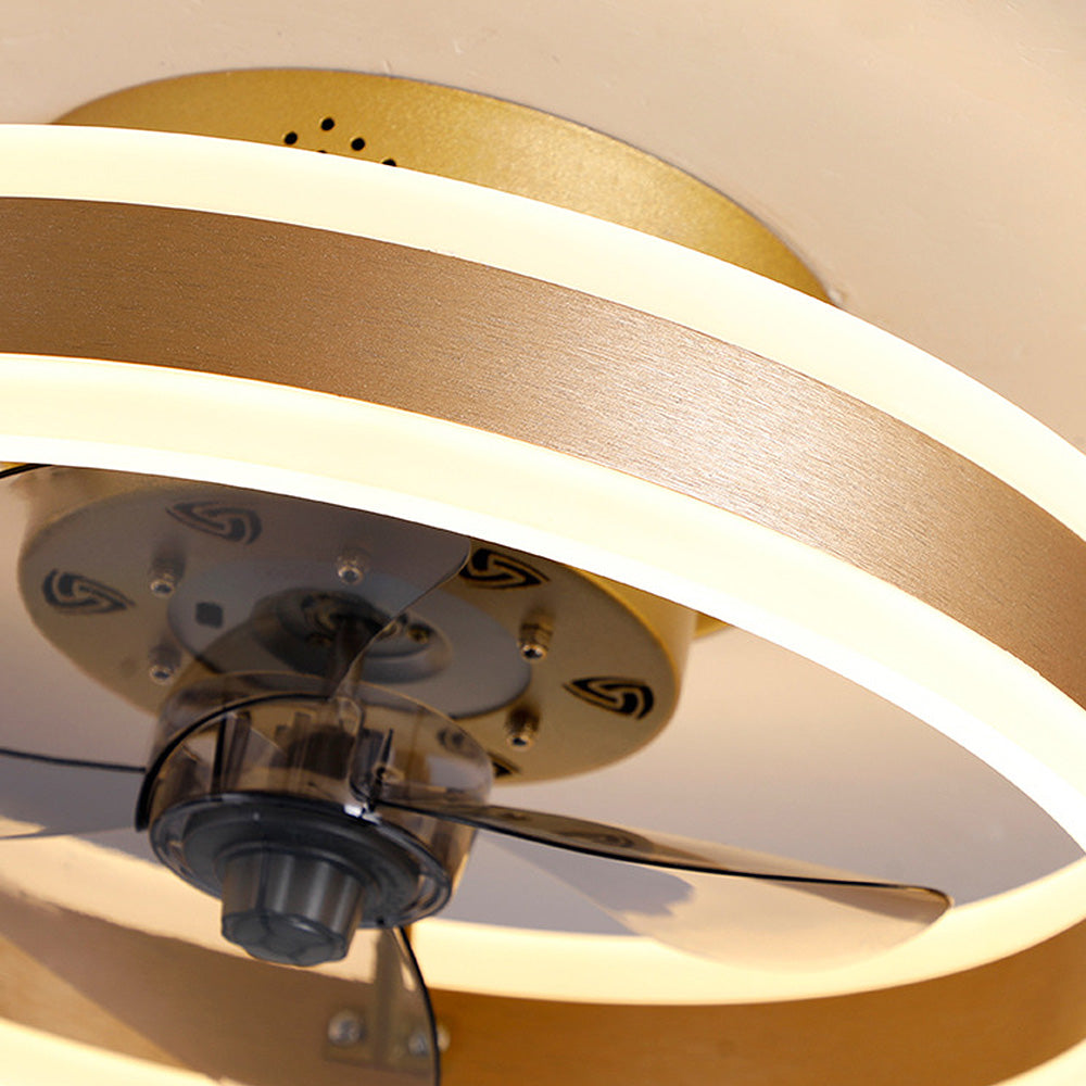 Simple Round Bedroom Ceiling Fan With LED Light