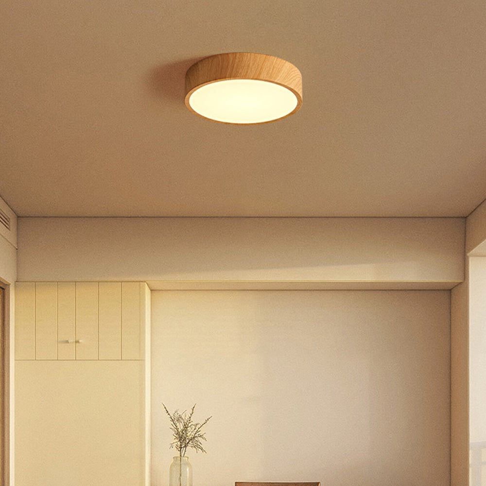 Nordic Wood LED Flush Mount Ceiling Light Minimalist Lamp for Bedroom