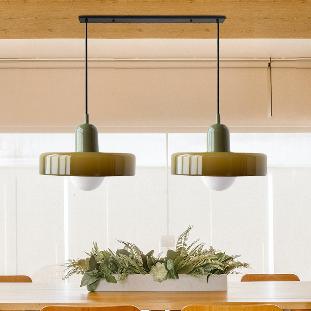 2 Heads Modern Bauhaus Stained Glass Pendant Lamp