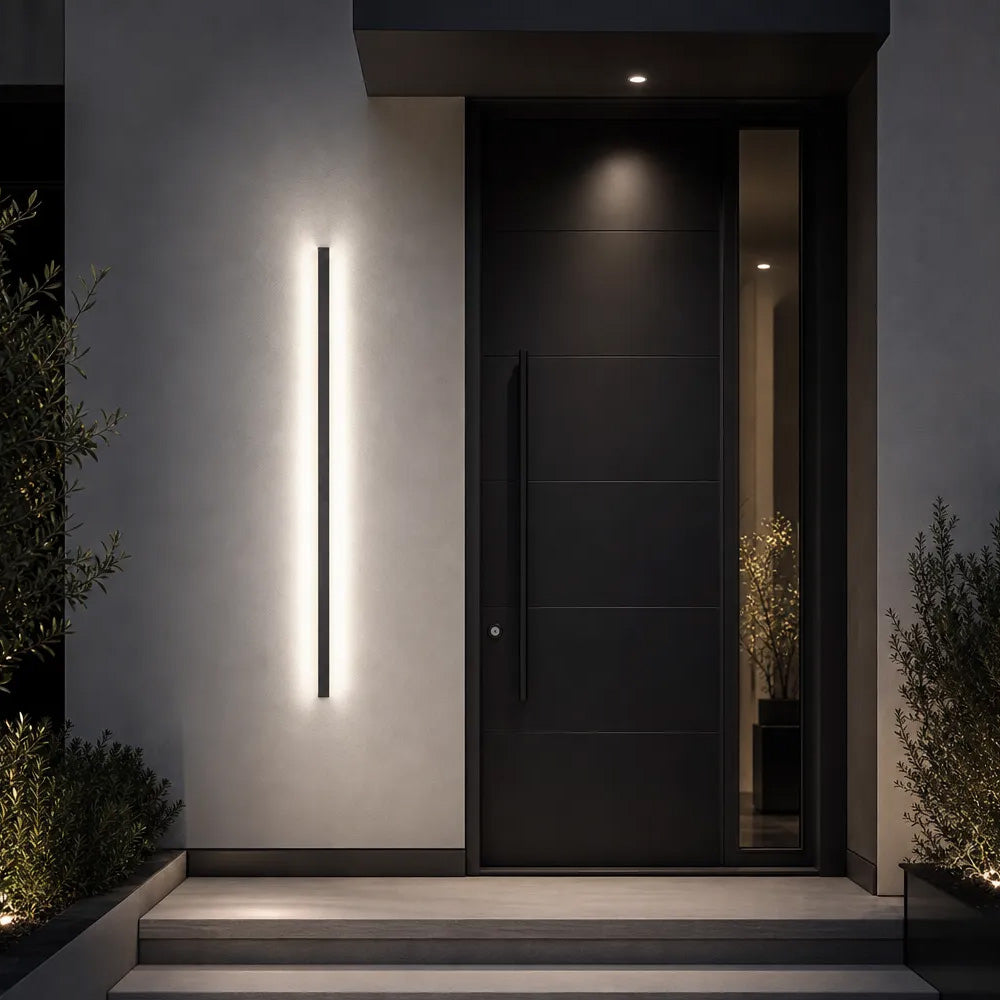 Modern Minimalist Black LED Linear Outdoor Wall Lamp