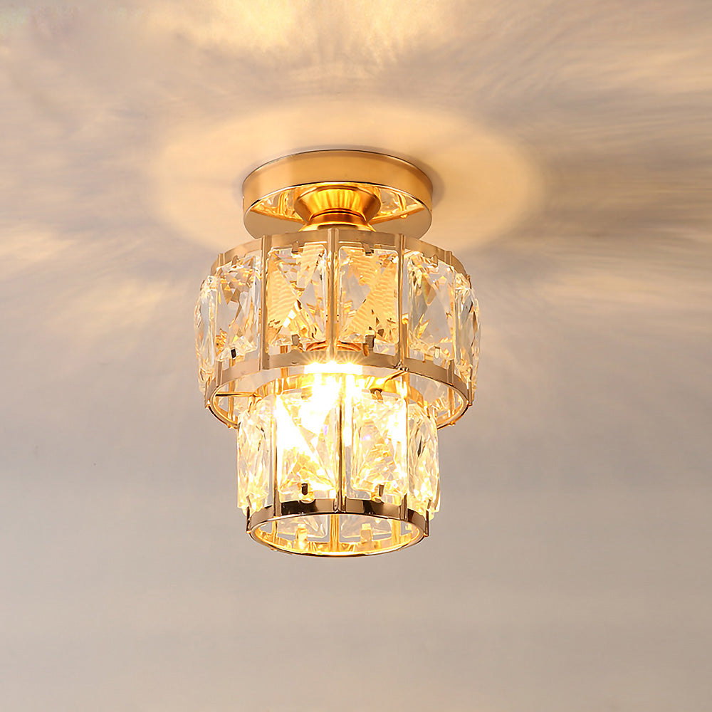 Modern Gold Glass Semi-Flush Hallway Light Fixture
