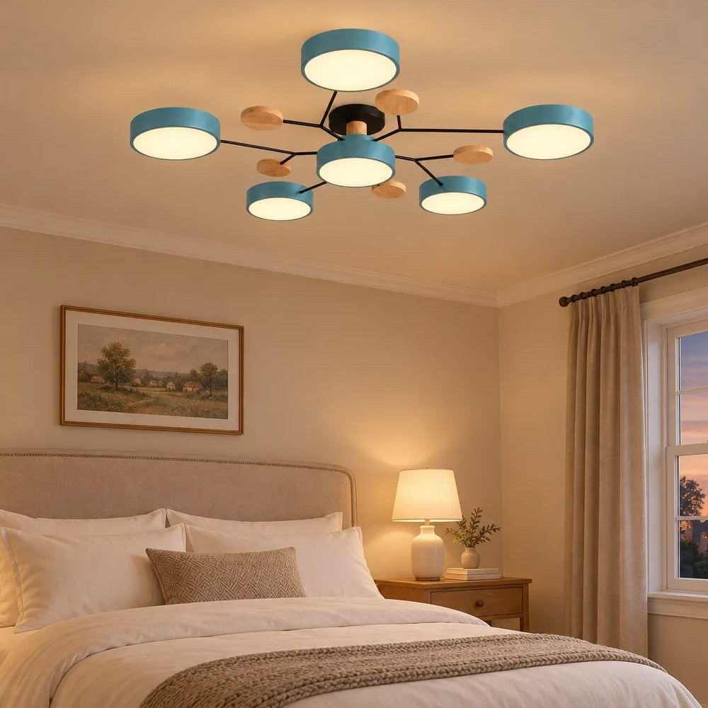Nordic Wood Flush Mount Ceiling Light for Bedroom