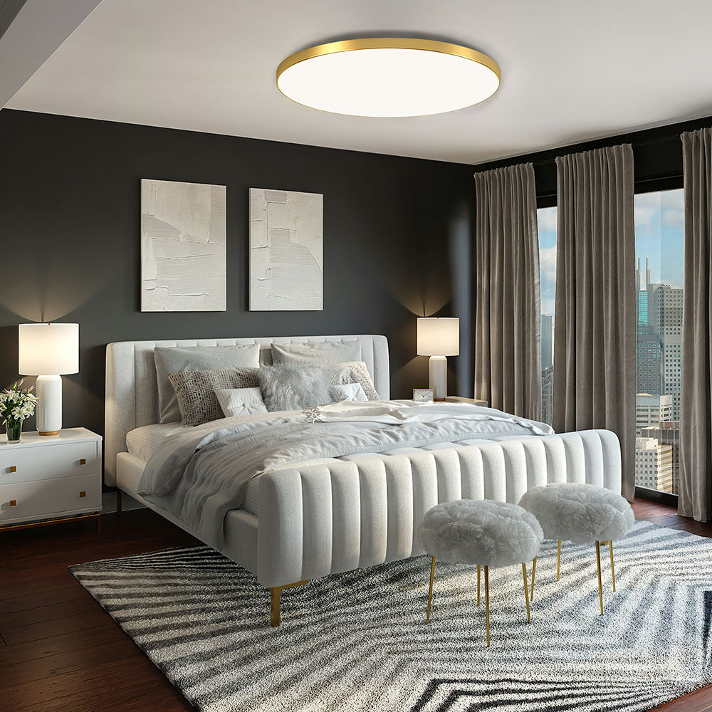 Led Flush Ceiling Light, 3 Light Colors Changeable, Gold, 27cm, Round