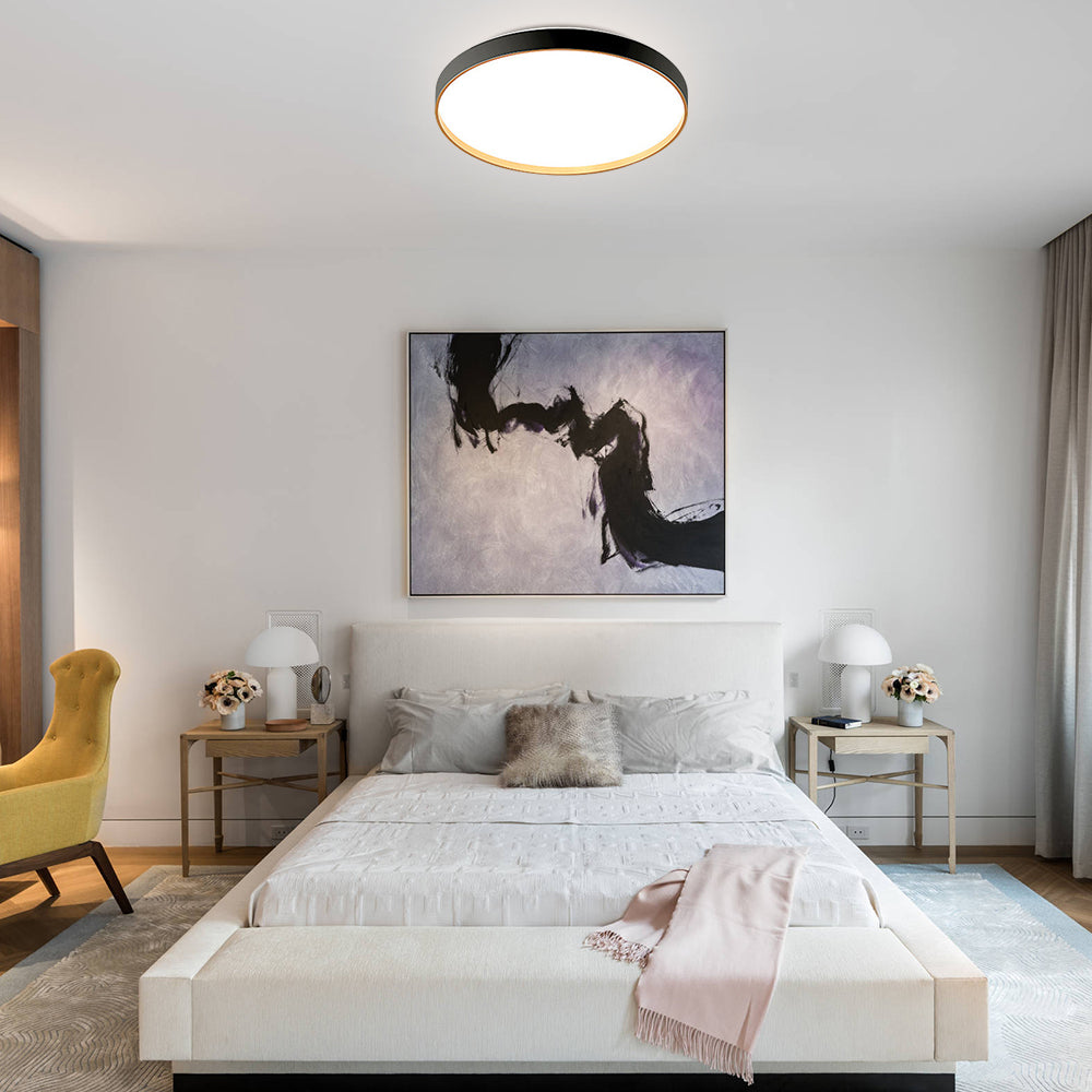 Black Round Flush Ceiling Light For Living Room
